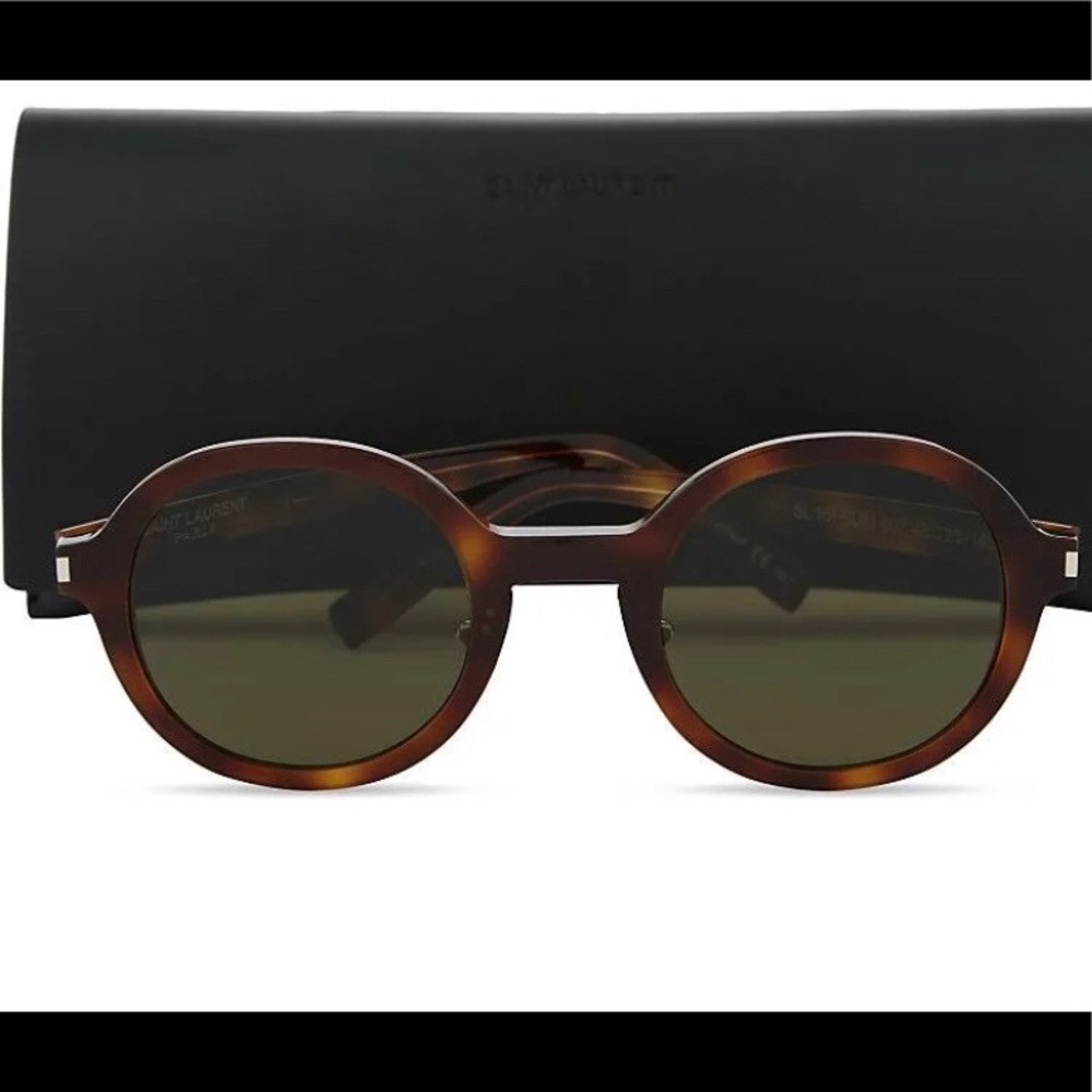 Saint Laurent SL 161 Slim Round Unisex Sunglasses - Tortoise